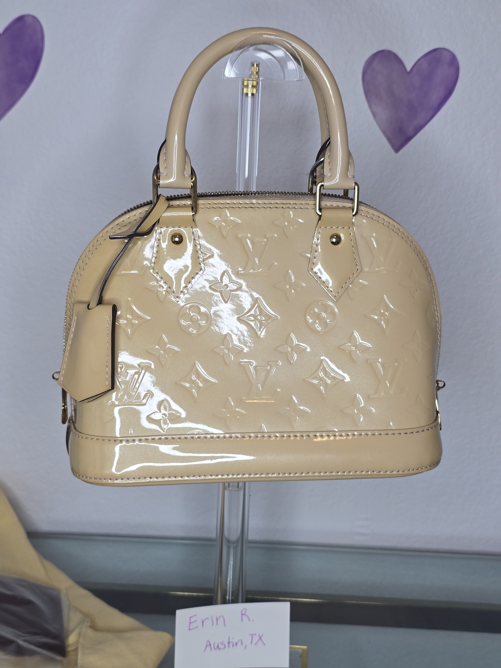 Louis Vuitton Vernis Alma BB Patent Leather Satchel in Beige